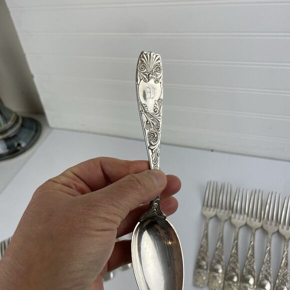 Gorham Royal Flowering Crown 1887 Silver Plate 12 Dinner 9 Salad Forks 1 Spoon - Picture 12 of 16